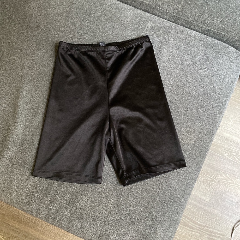 Satin/ silk biker shirts high waisted